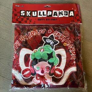 Skullpanda Christmas Table Runner Home Fabric Decorations Pom Pom Scarf Holiday